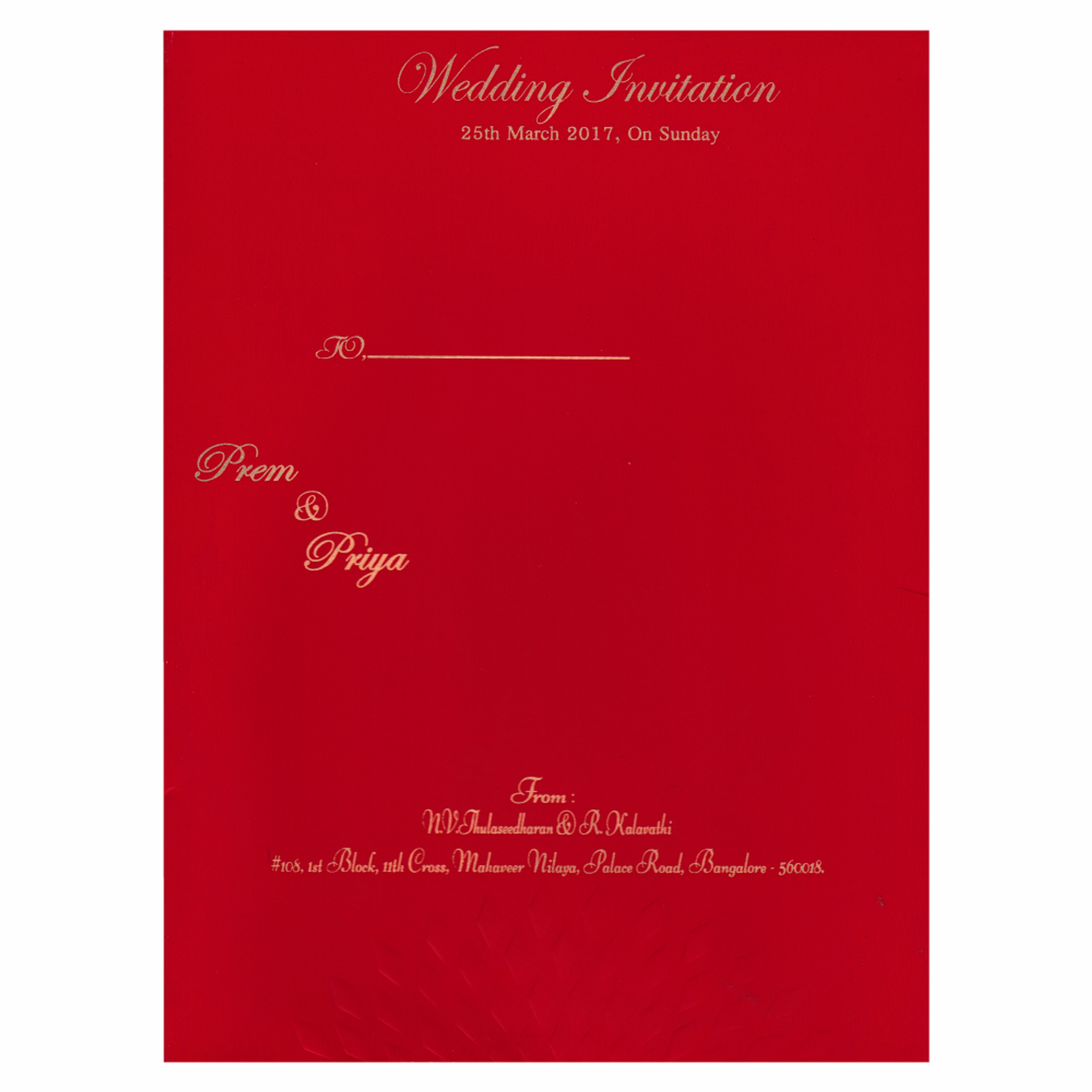 Royal Red Shading With Embossed Design Wedding Card - KNK2048-2